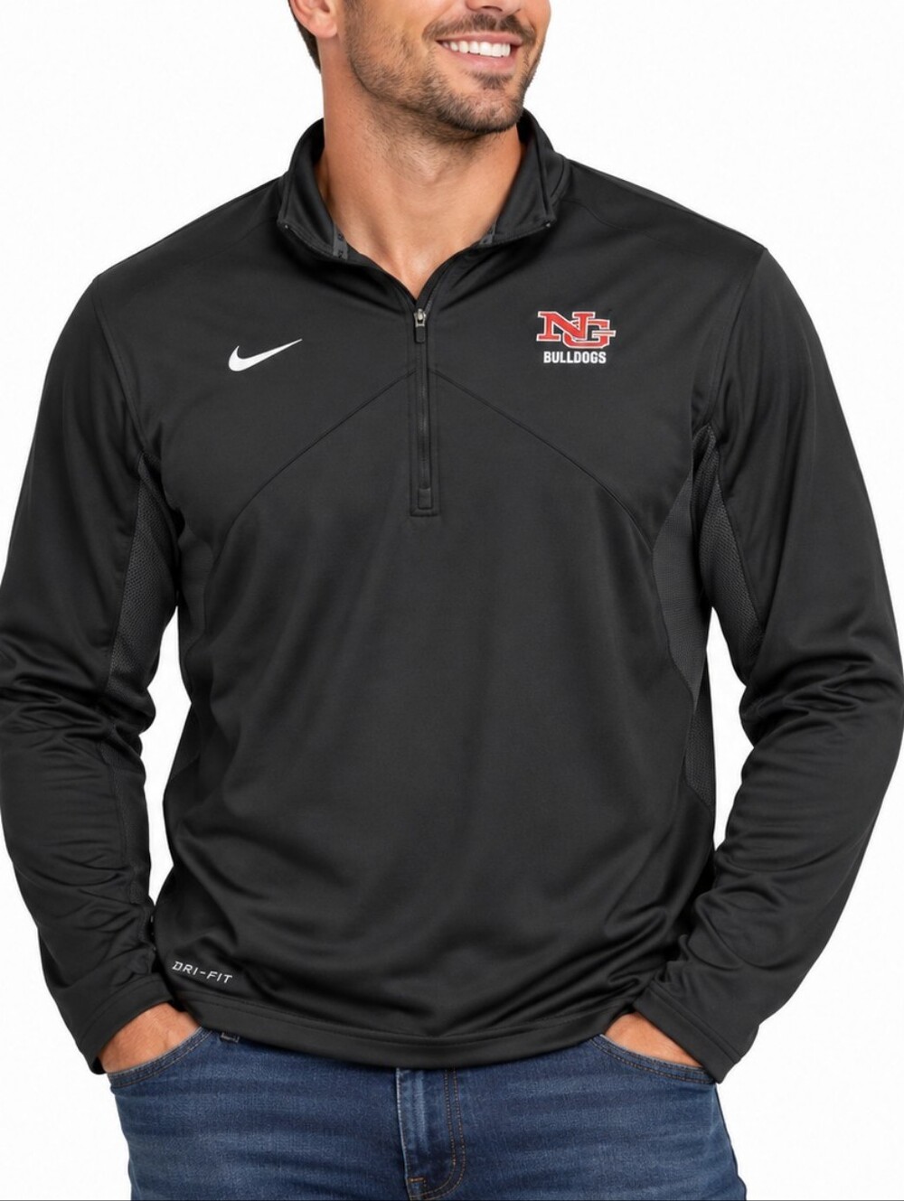 Nike Dri-FIT Men's XXL Training 1/4 Zip Pullover Black NG Bulldogs Shirt